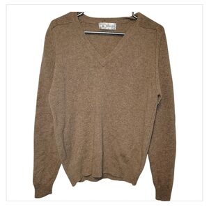 Vintage Byford Pure Virgin Wool Sweater Men’s L Brown V-Neck 90s Classic